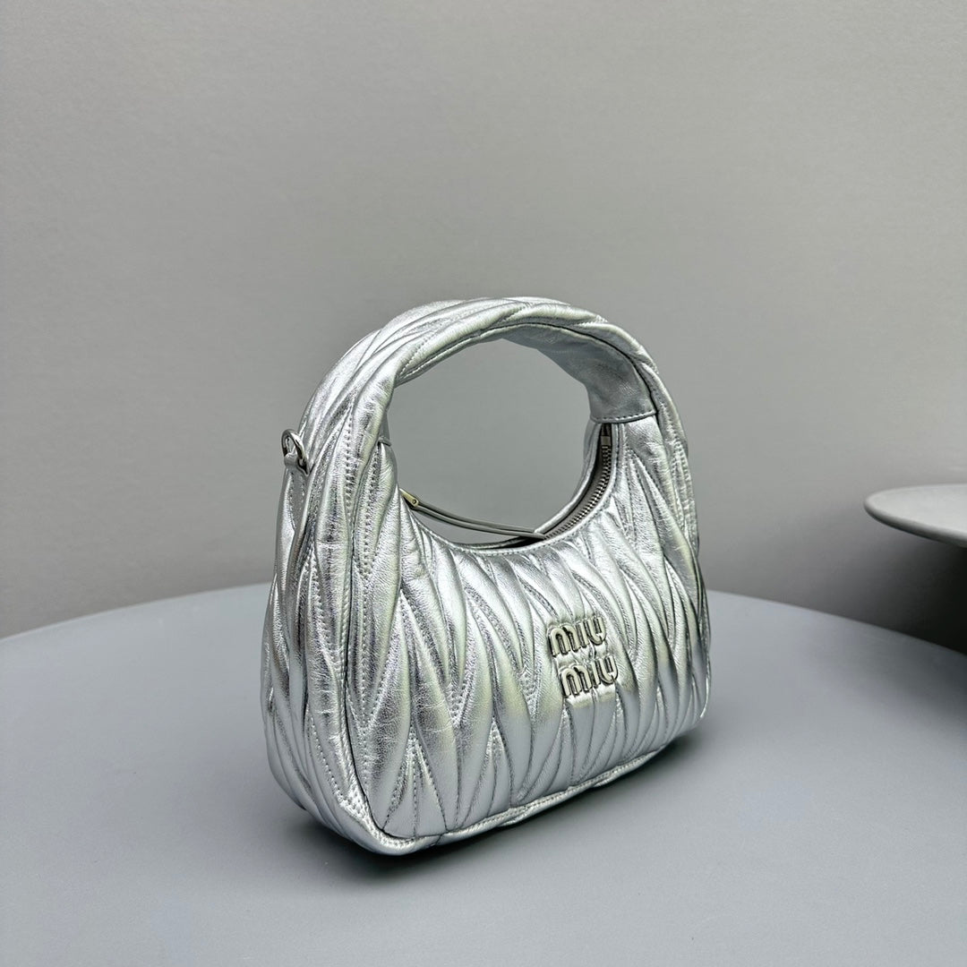 Mini Hobo 20 Bag in Silver Sheepskin