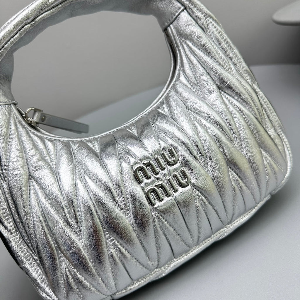 Mini Hobo 20 Bag in Silver Sheepskin