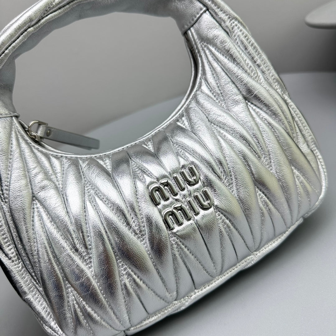 Mini Hobo 20 Bag in Silver Sheepskin