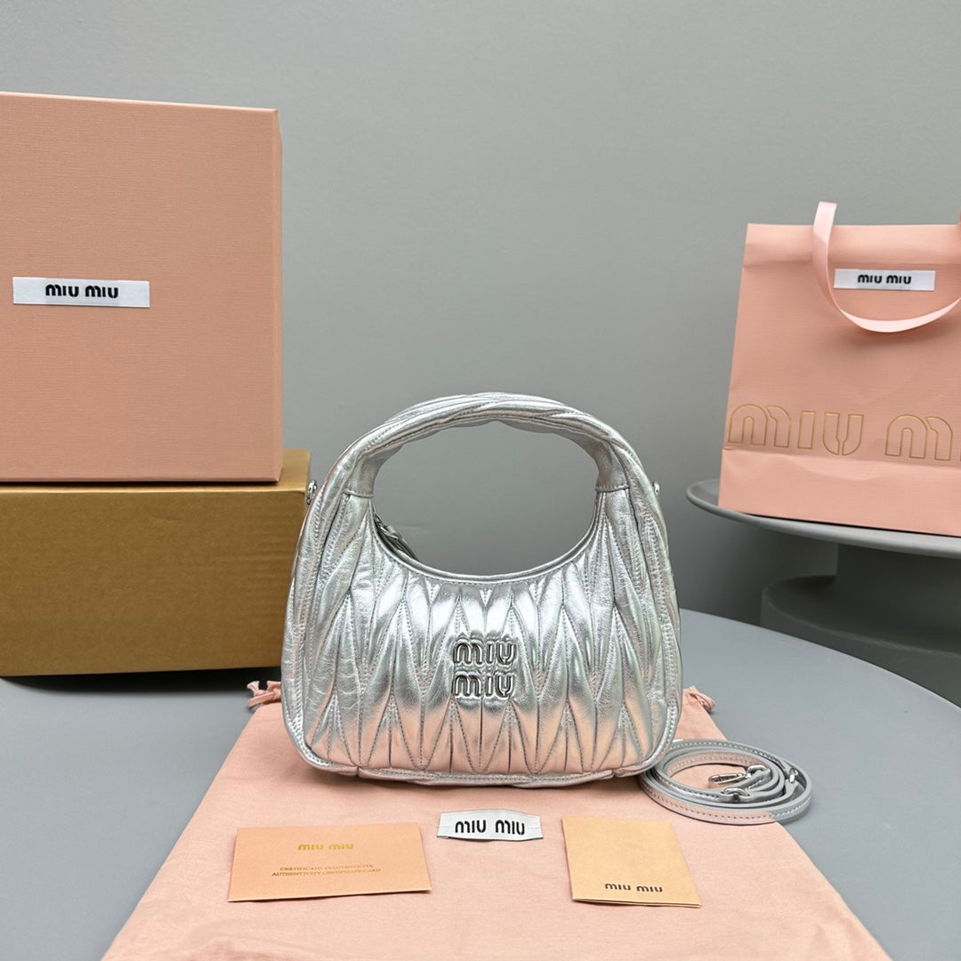 Mini Hobo 20 Bag in Silver Sheepskin
