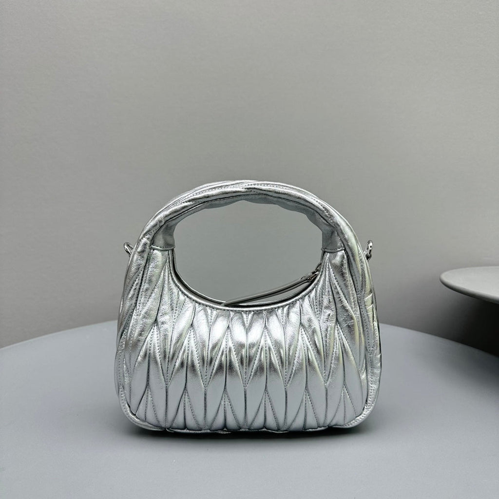 Mini Hobo 20 Bag in Silver Sheepskin