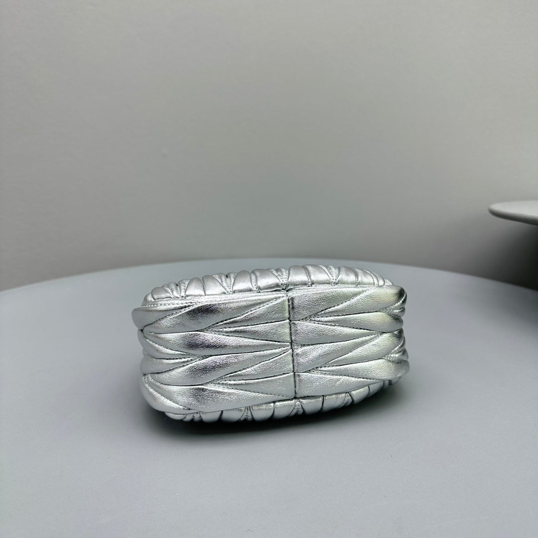 Mini Hobo 17 Bag in Silver Sheepskin