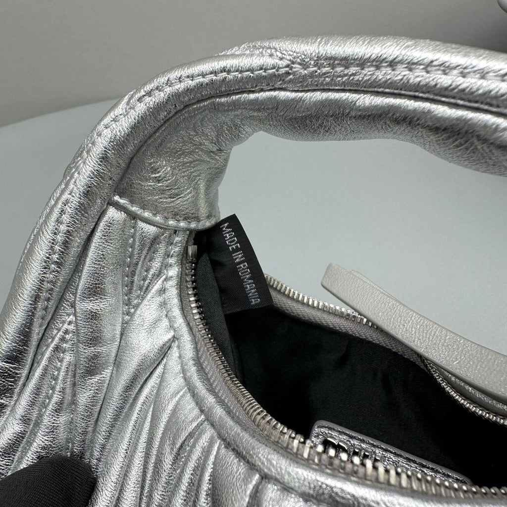 Mini Hobo 17 Bag in Silver Sheepskin