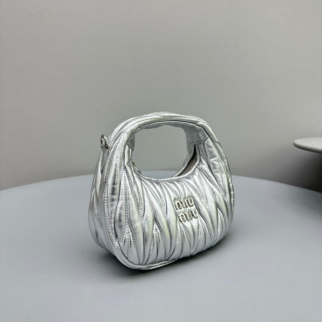 Mini Hobo 17 Bag in Silver Sheepskin