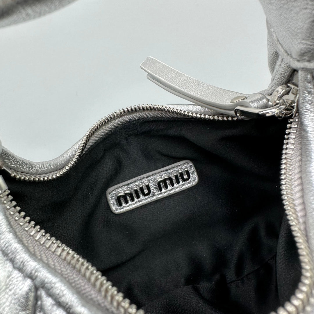 Mini Hobo 17 Bag in Silver Sheepskin