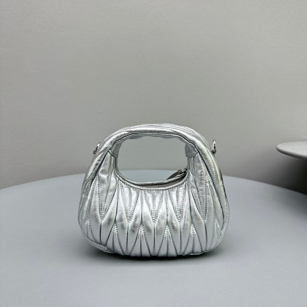Mini Hobo 17 Bag in Silver Sheepskin