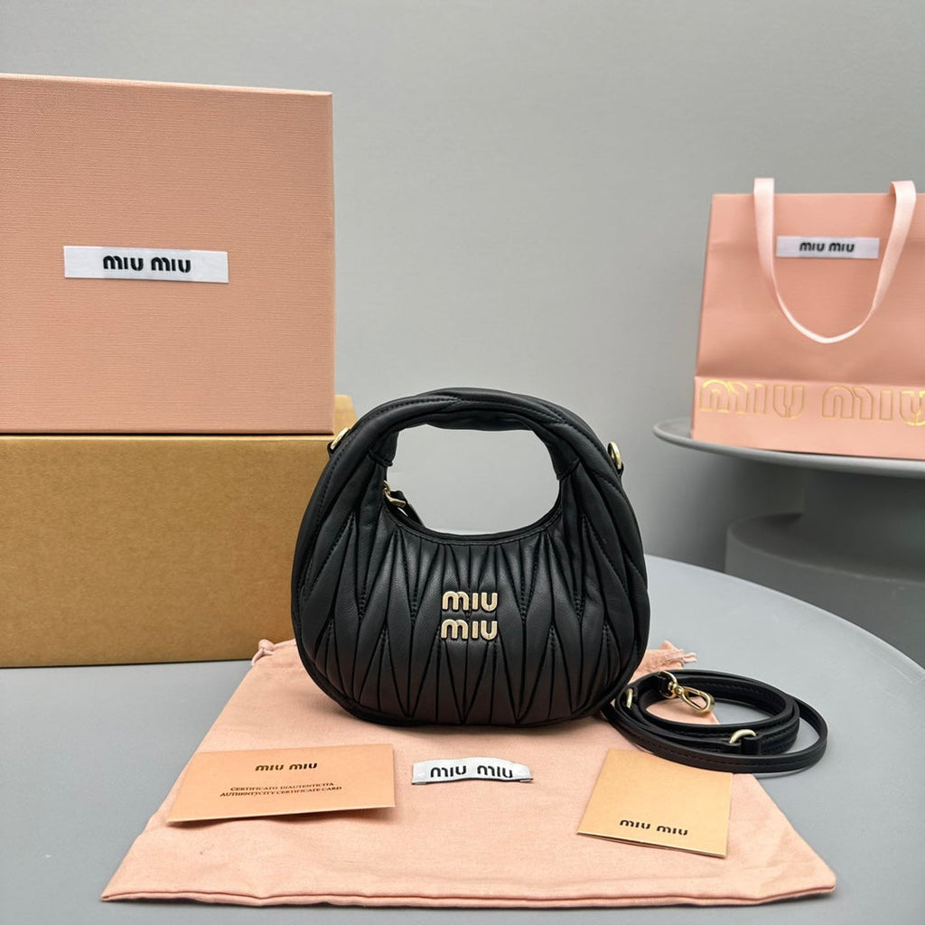 Mini Hobo 17 Bag in Black Sheepskin