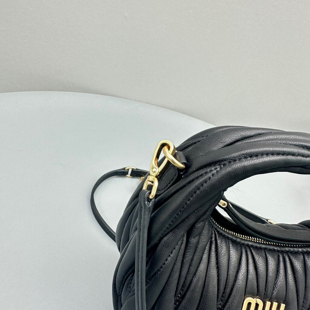 Mini Hobo 17 Bag in Black Sheepskin
