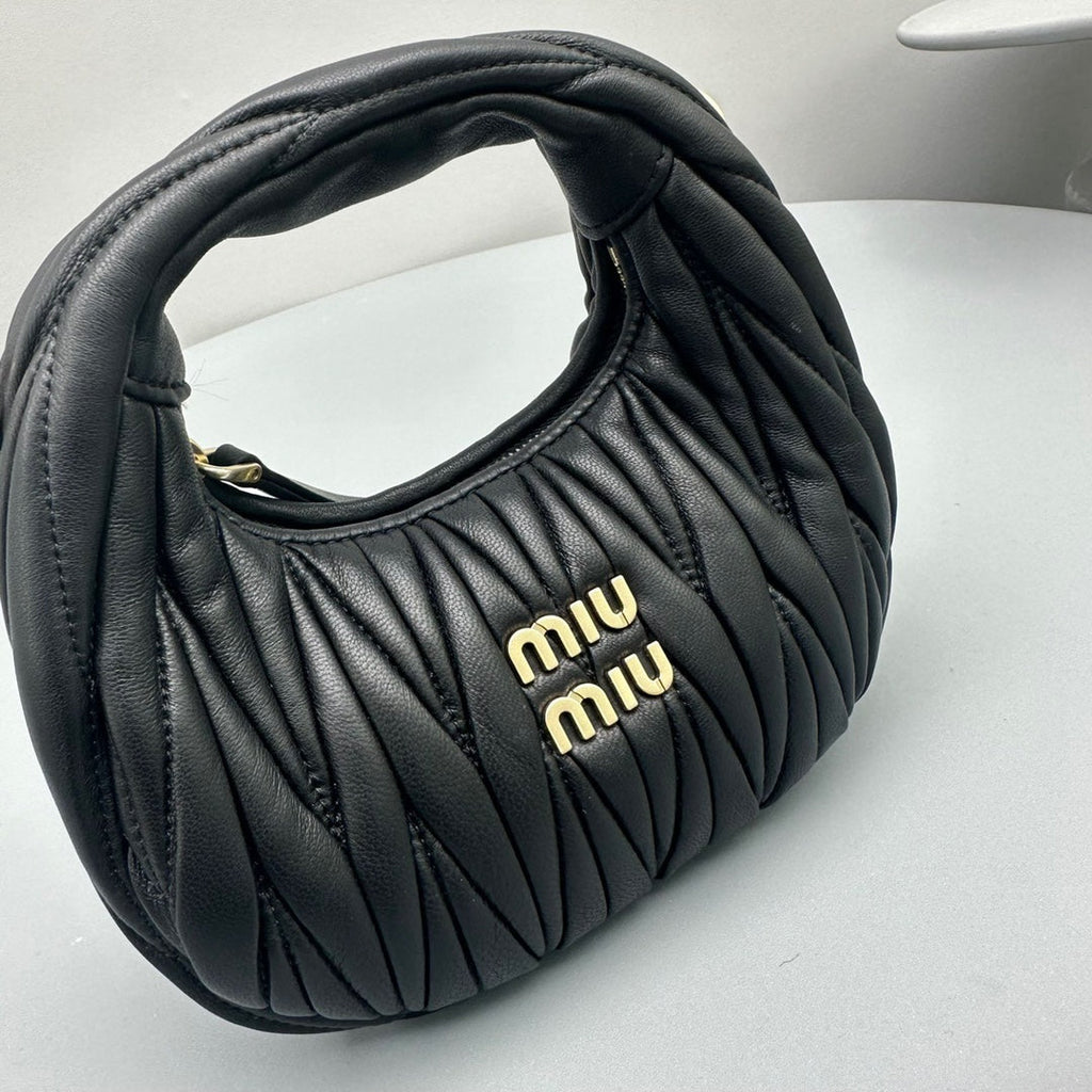 Mini Hobo 17 Bag in Black Sheepskin