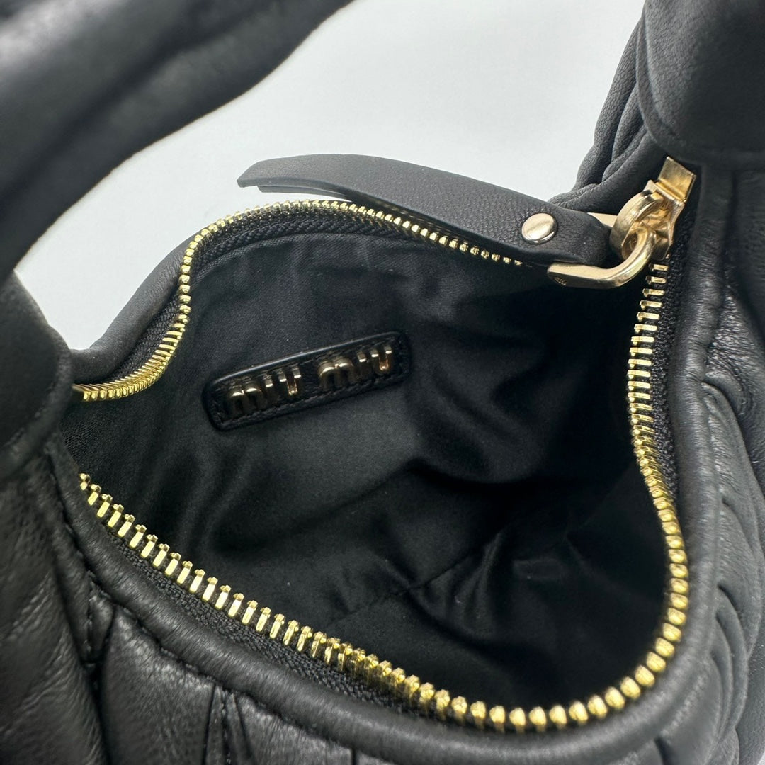Mini Hobo 17 Bag in Black Sheepskin