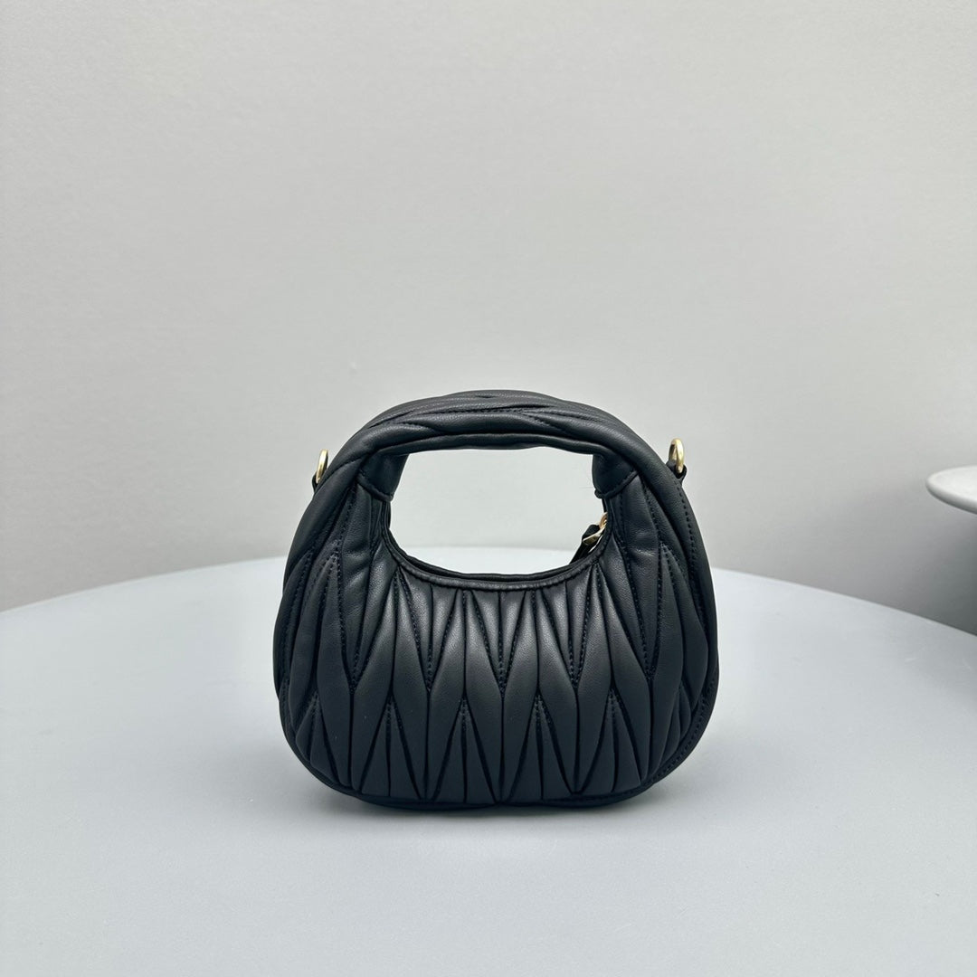 Mini Hobo 17 Bag in Black Sheepskin