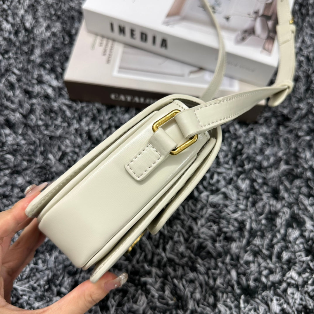 Celine Triomphe Teen 18 White Cowhide Leather Bag