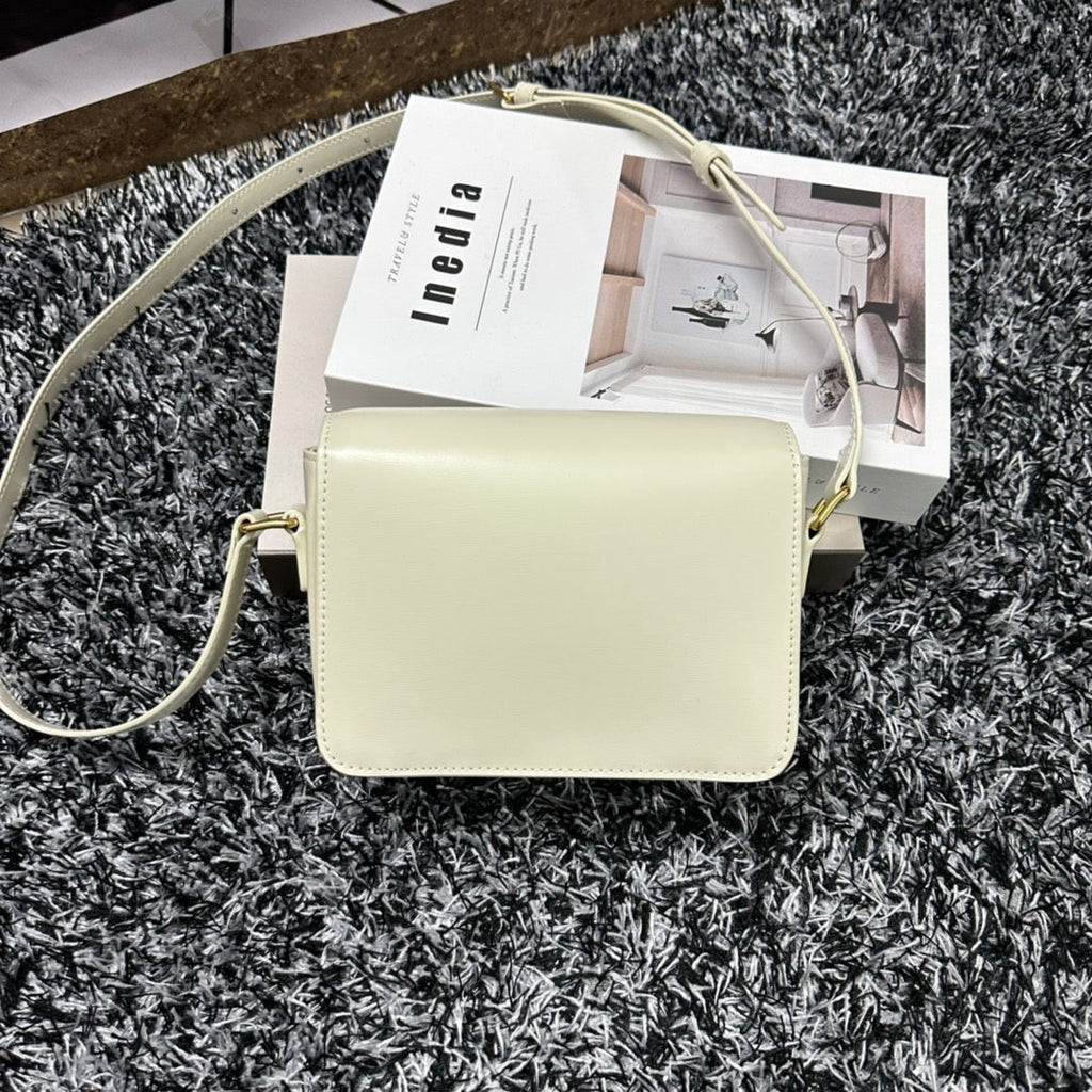 Celine Triomphe Teen 18 White Cowhide Leather Bag