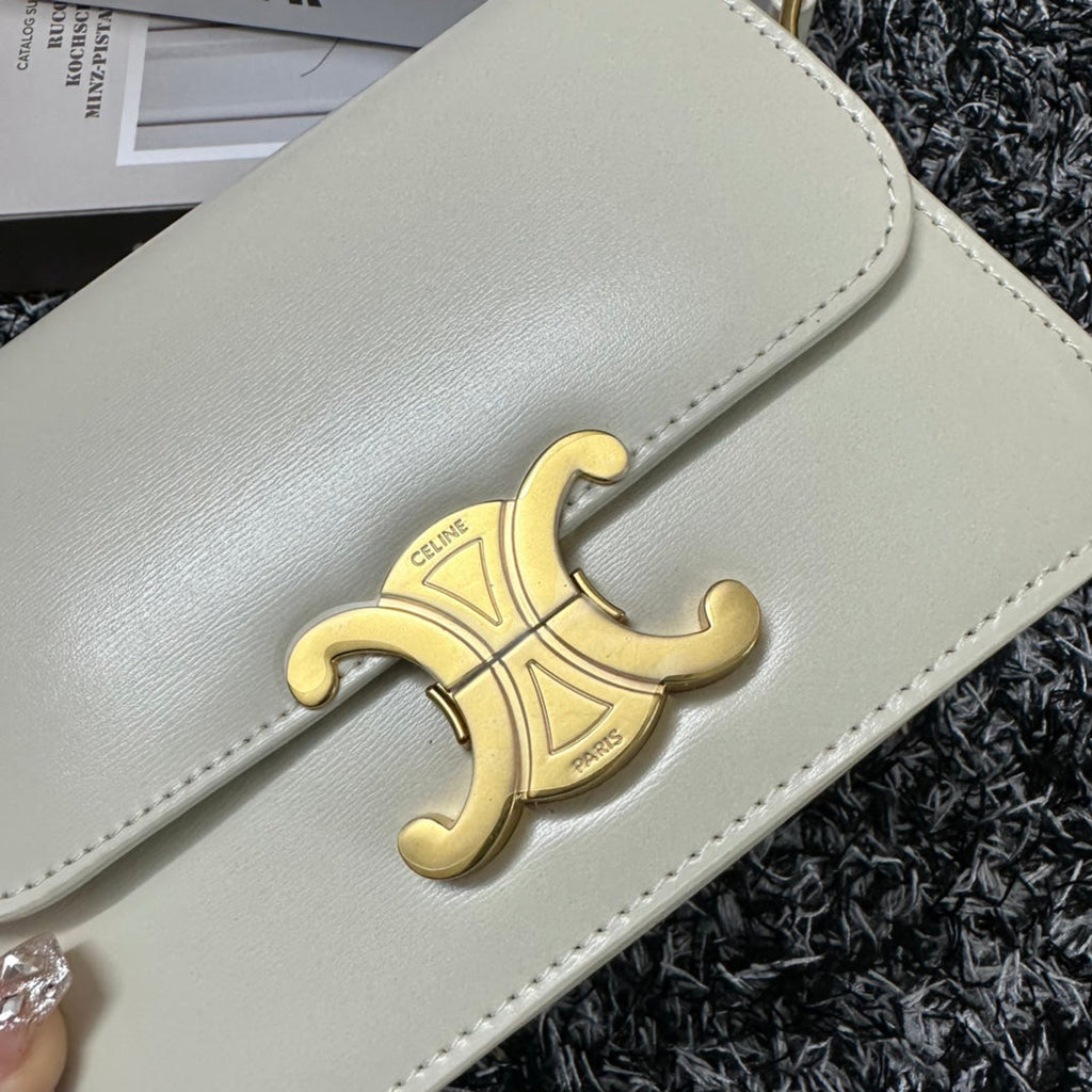 Celine Triomphe Teen 18 White Cowhide Leather Bag