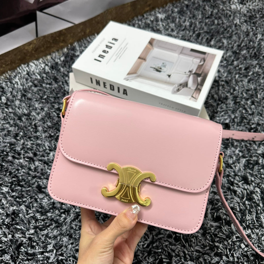 Celine Triomphe Teen 18 Pink Pastel Cowhide Leather Bag