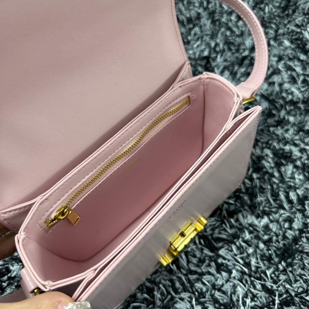Celine Triomphe Teen 18 Pink Pastel Cowhide Leather Bag