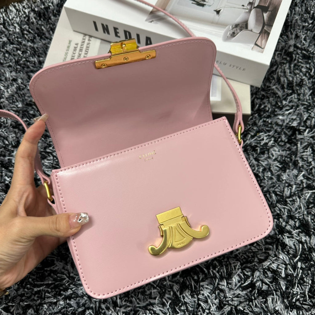 Celine Triomphe Teen 18 Pink Pastel Cowhide Leather Bag