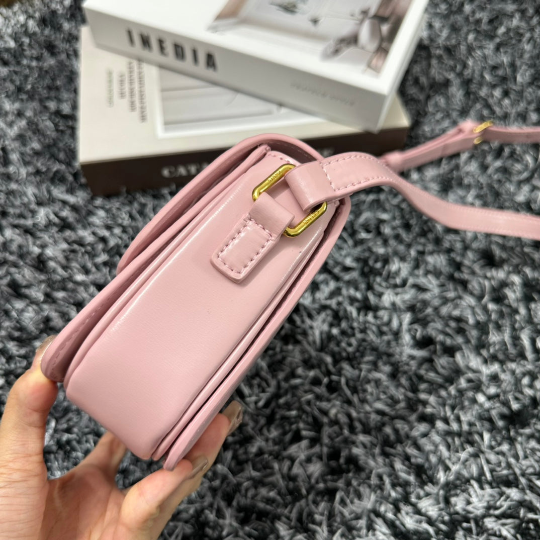 Celine Triomphe Teen 18 Pink Pastel Cowhide Leather Bag
