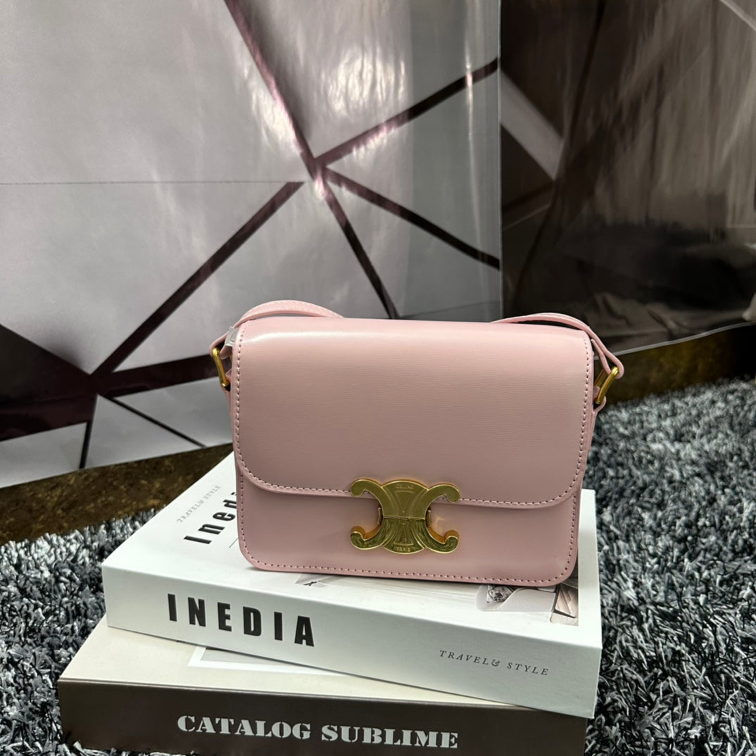 Celine Triomphe Teen 18 Pink Pastel Cowhide Leather Bag