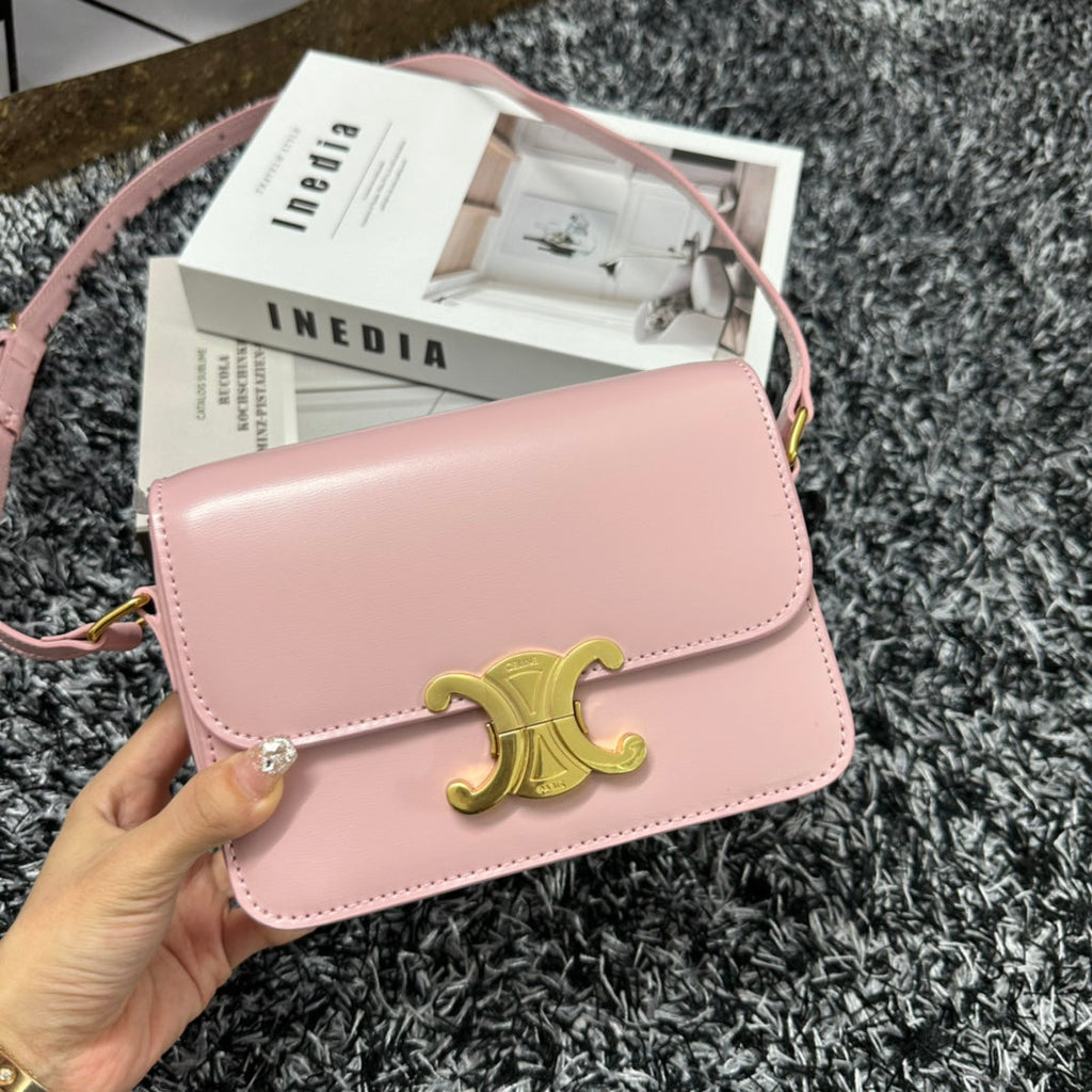 Celine Triomphe Teen 18 Pink Pastel Cowhide Leather Bag