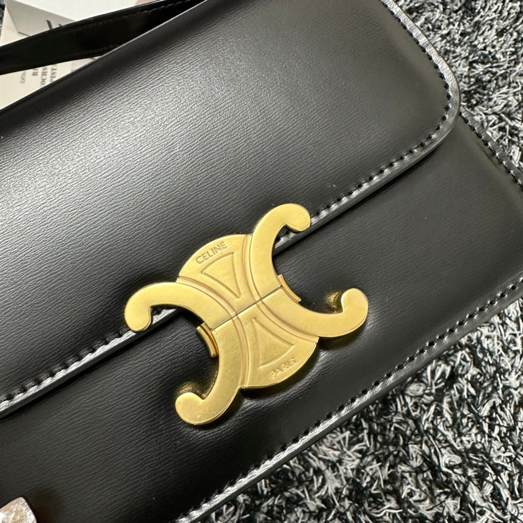 Celine Triomphe Teen 18 Black Cowhide Leather Bag