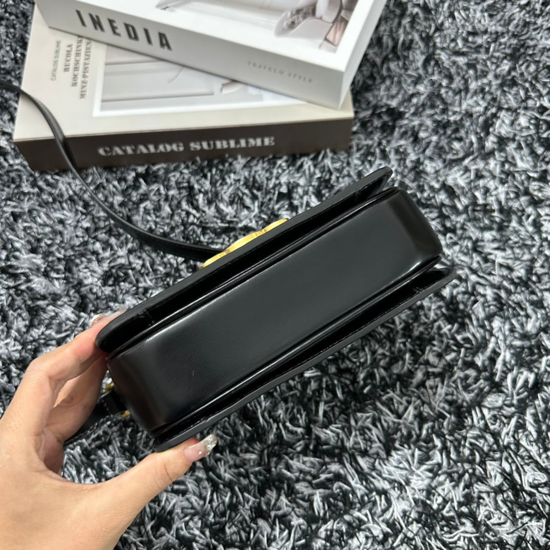 Celine Triomphe Teen 18 Black Cowhide Leather Bag