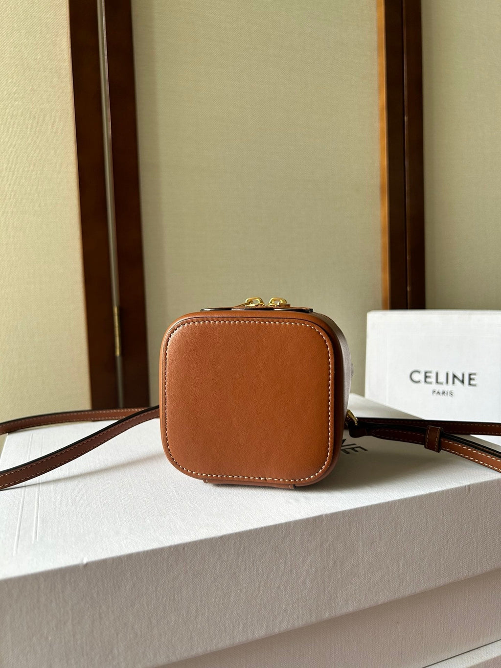 Celine Mini Vanity Case Cuir Triomphe 9 in Bronze Brown Smooth Calfskin