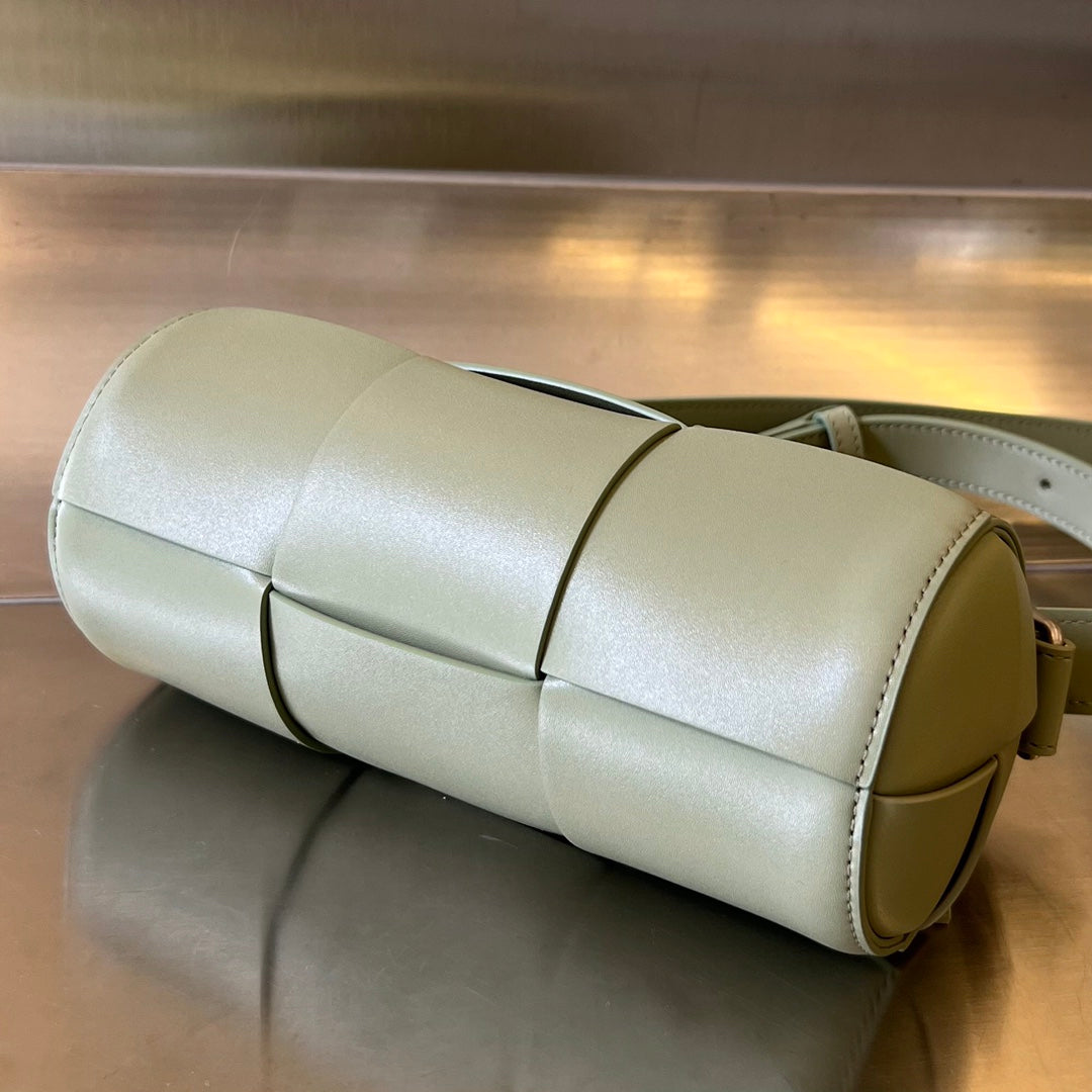 Bottega Veneta Small Cylinder Cassette 21 in Travertine Calfskin Bag