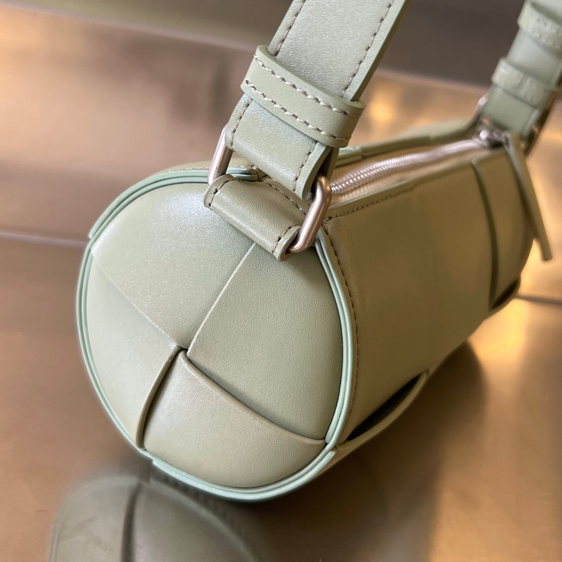 Bottega Veneta Small Cylinder Cassette 21 in Travertine Calfskin Bag