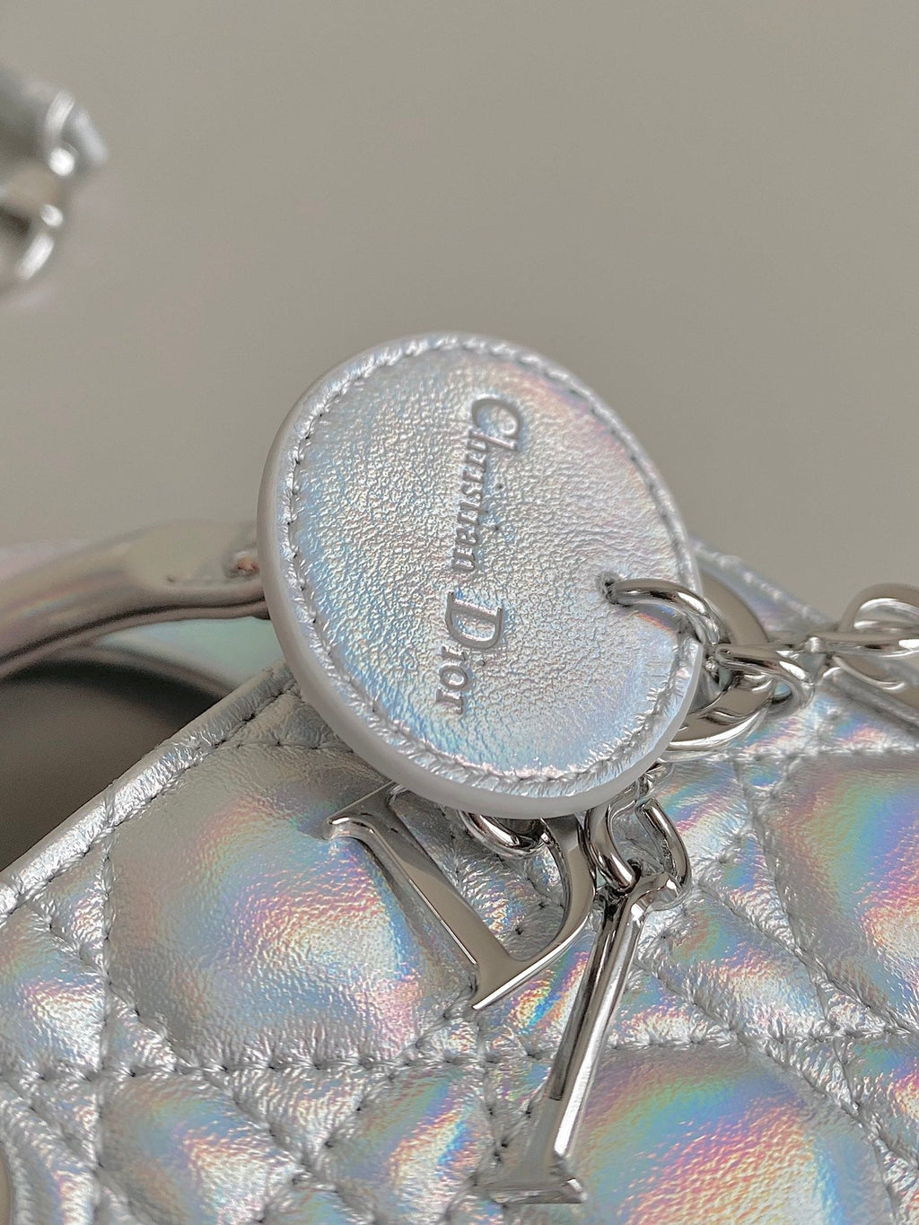 Dior Micro Lady 12 Bag in Silver Lambskin
