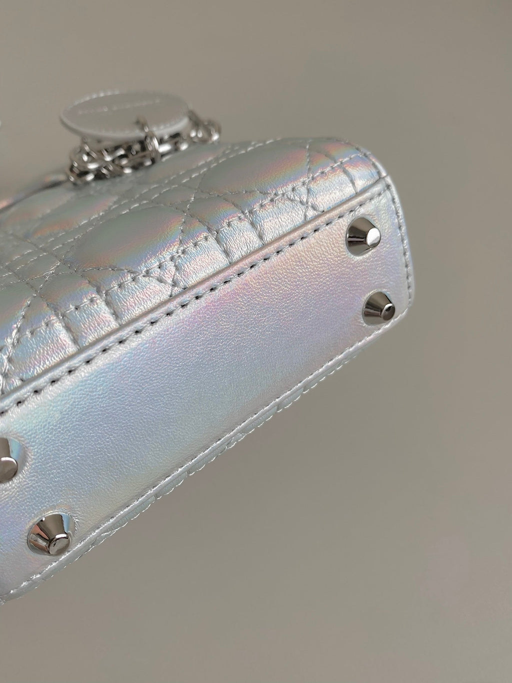 Dior Micro Lady 12 Bag in Silver Lambskin