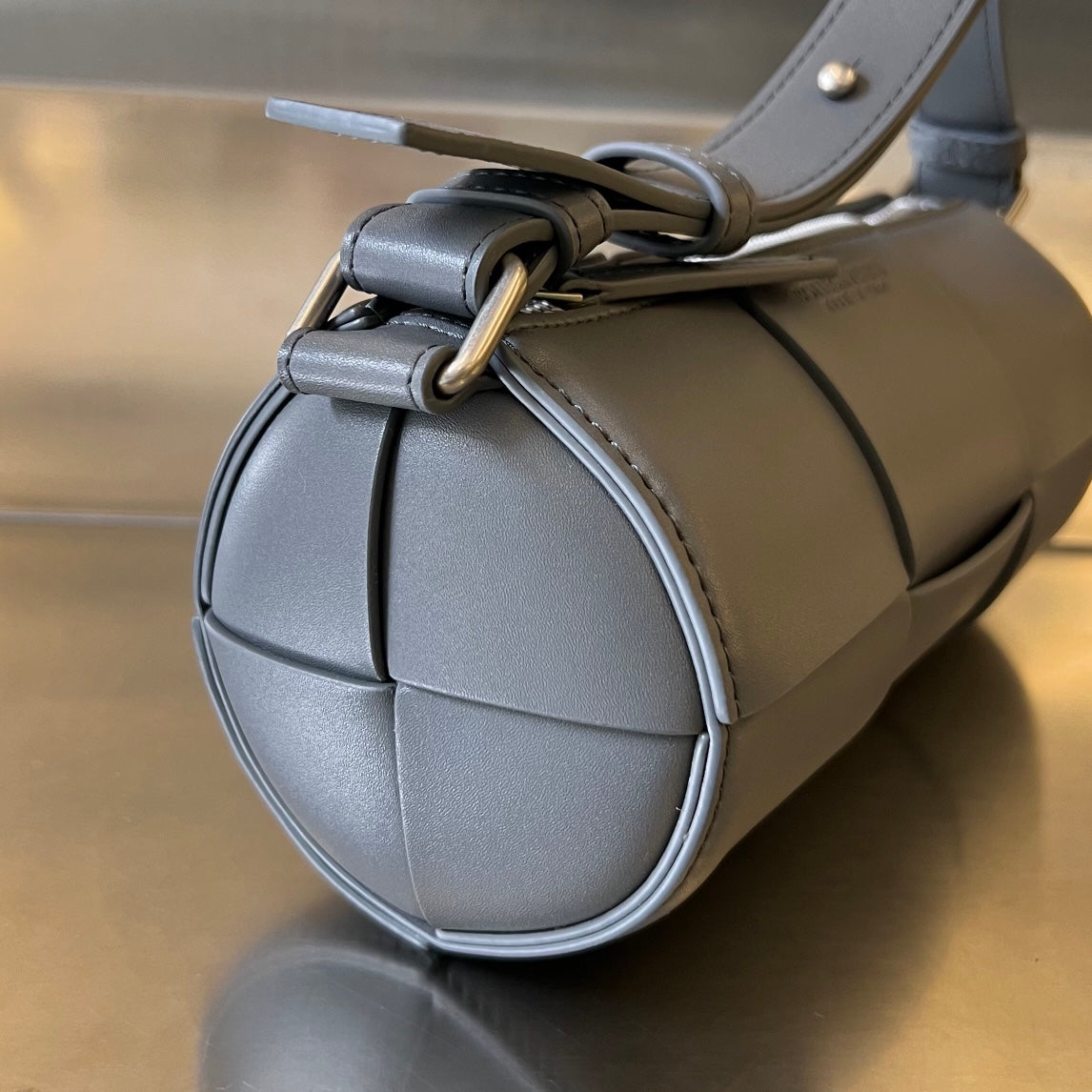 Bottega Veneta Small Cylinder Cassette 21 in Lava Gray Calfskin Bag