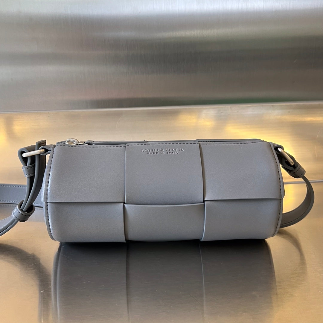 Bottega Veneta Small Cylinder Cassette 21 in Lava Gray Calfskin Bag