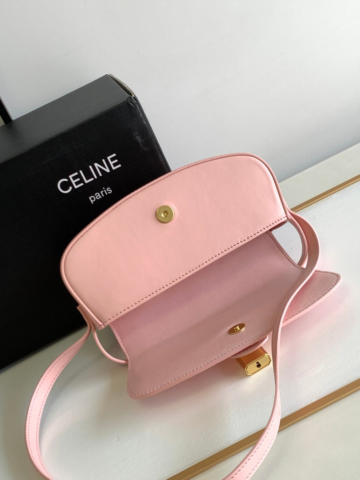 Celine Mini Tabou Clutch 18 Calfskin Sakura Pink