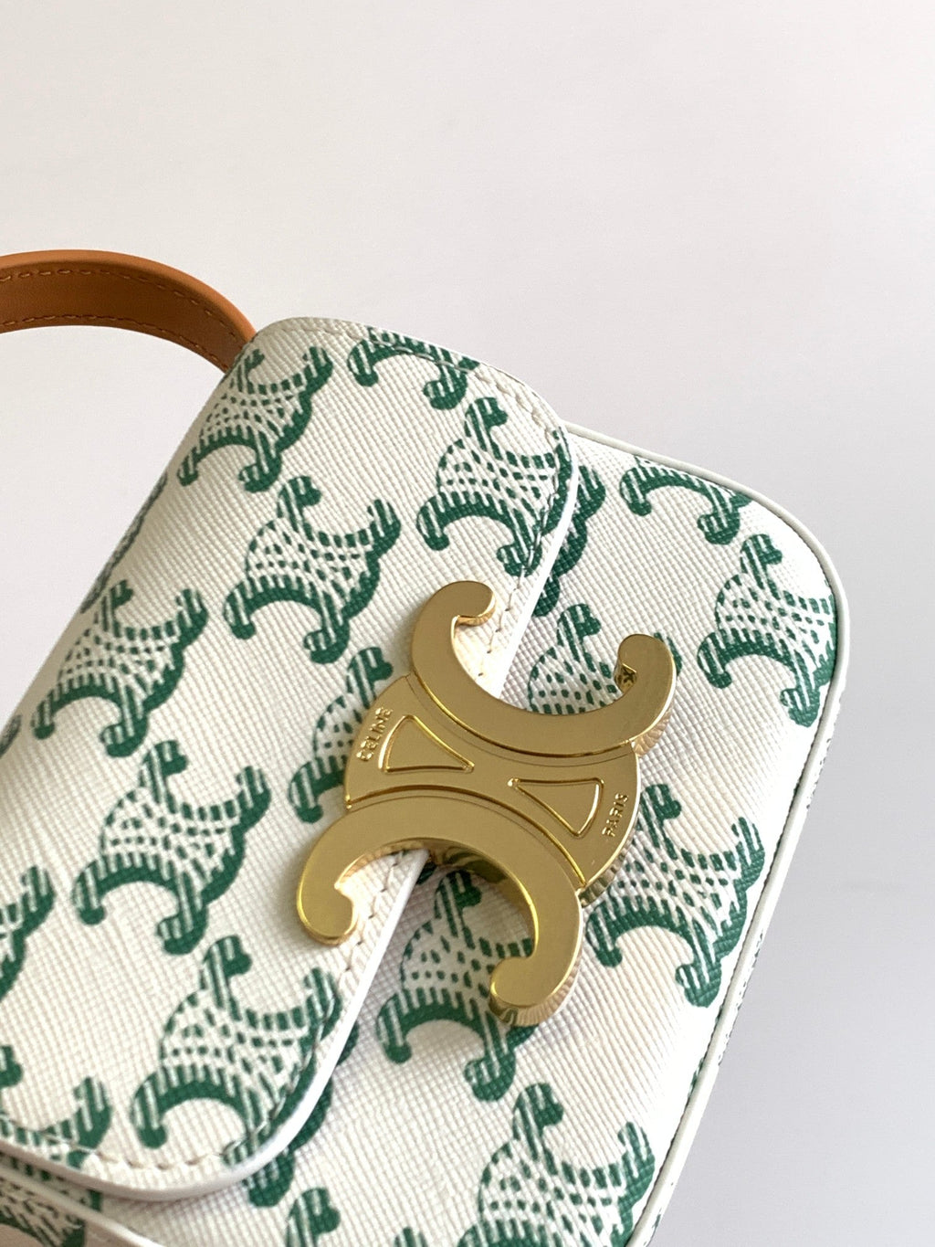Celine Triphome 11 Green White Cowhide Leather Bag
