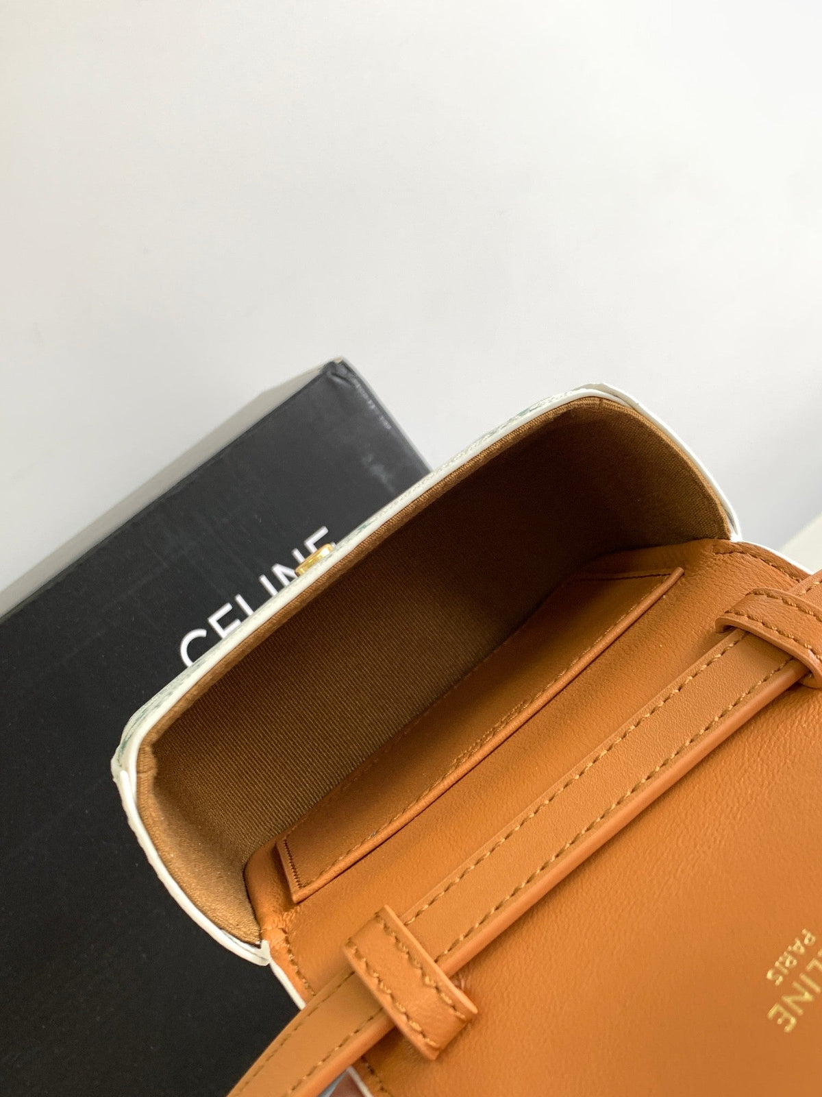 Celine Triphome 11 Green White Cowhide Leather Bag