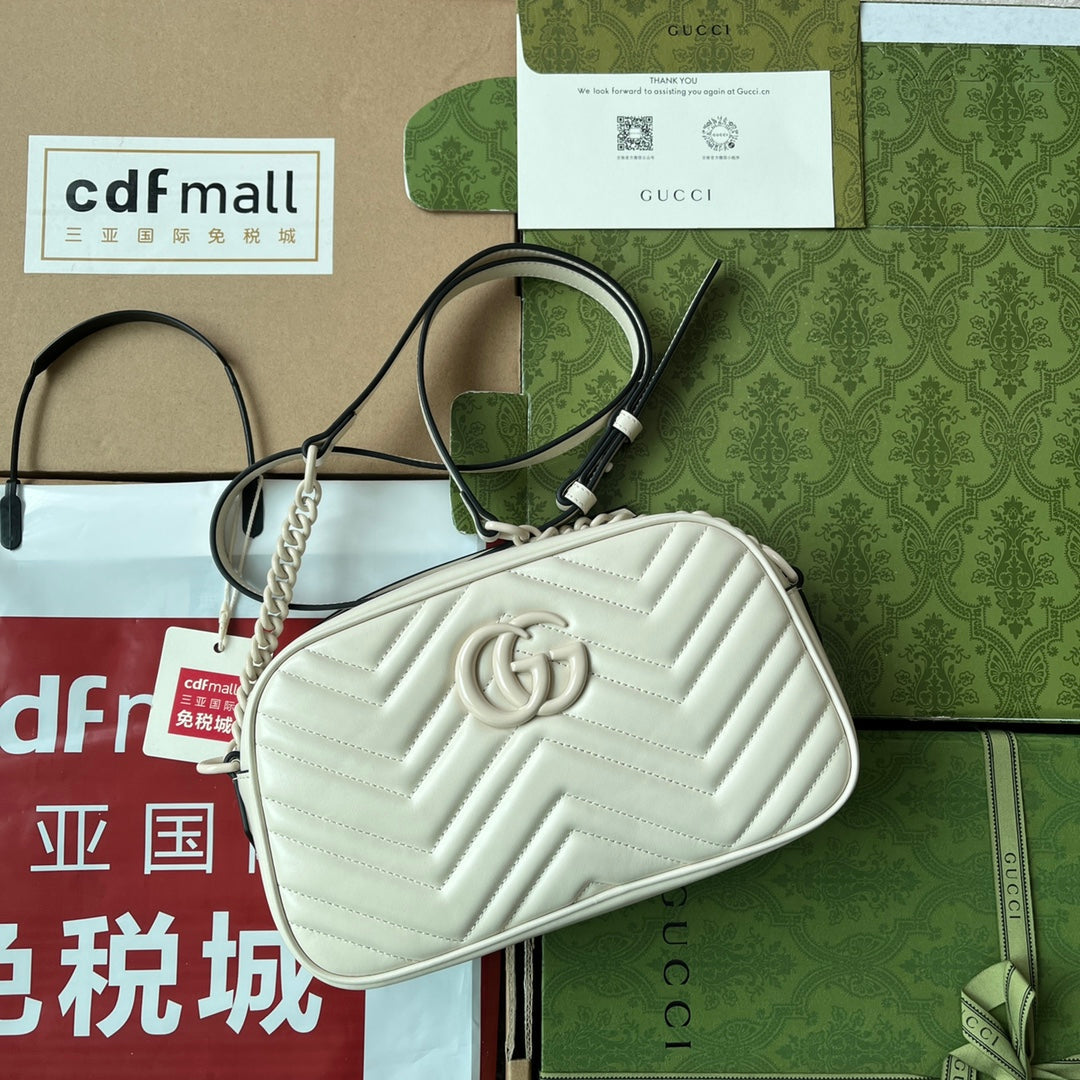 Gucci Marmont Shoulder Bag 24 in White Calfskin