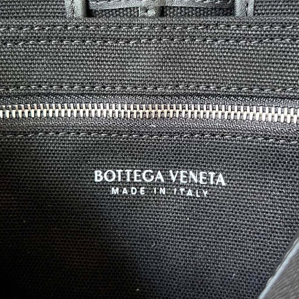 Bottega Veneta Small Cassette 23 in Black Canvas and Calfskin Trim Bag