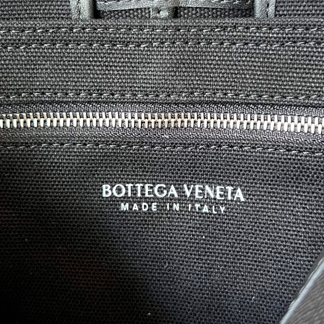 Bottega Veneta Small Cassette 23 in Black Canvas and Calfskin Trim Bag