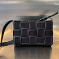 Bottega Veneta Small Cassette 23 in Black Canvas and Calfskin Trim Bag