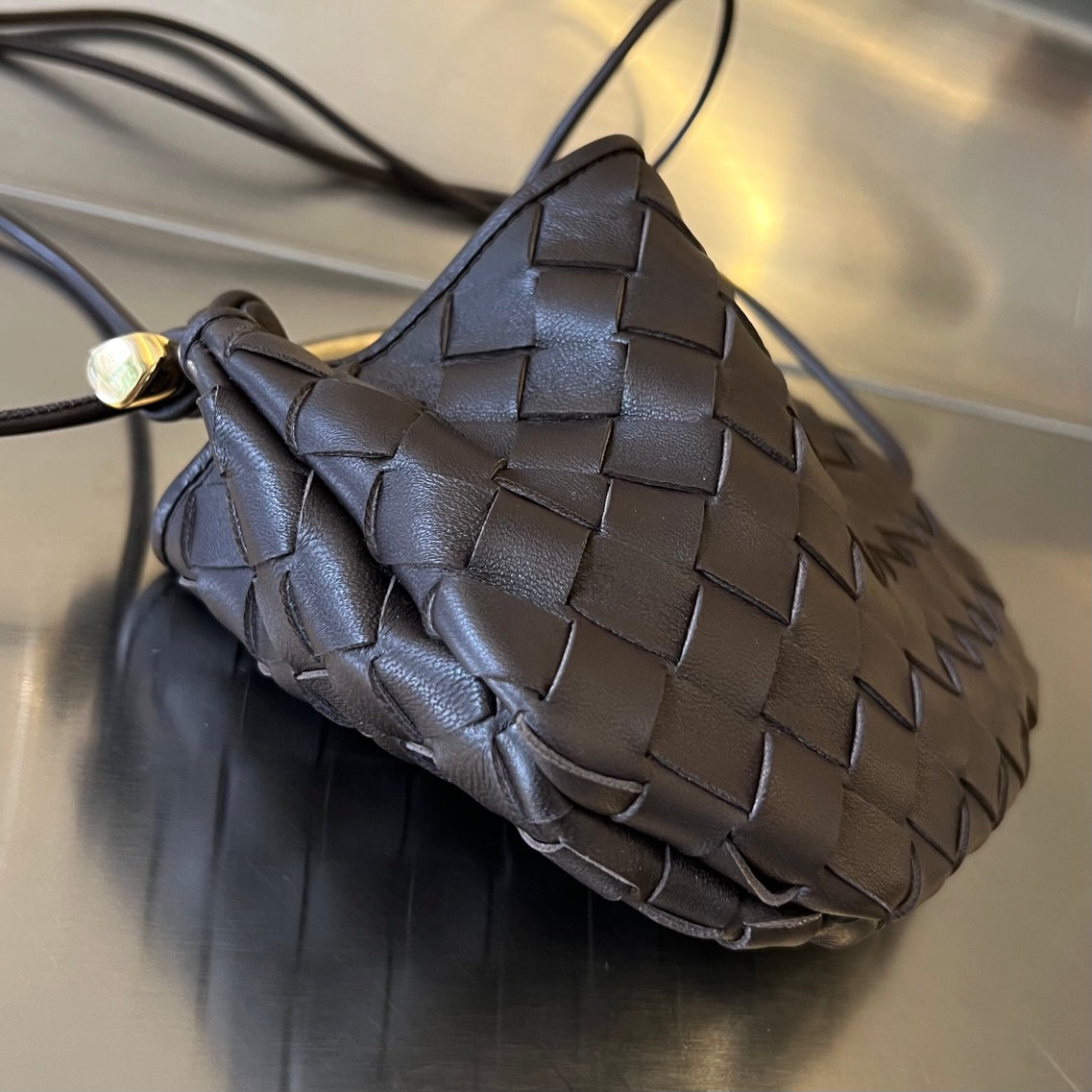 Bottega Veneta Sardine 20 with Chain in Black Lambskin Bag