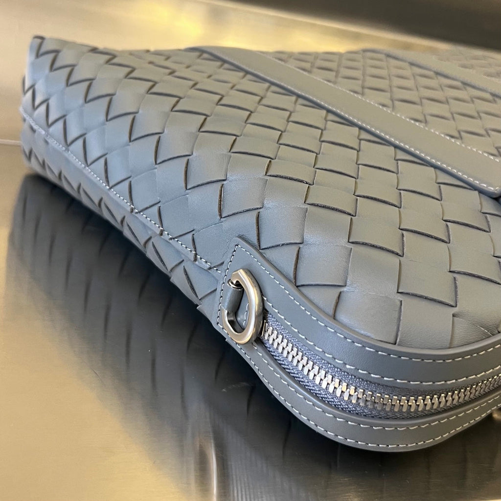 Bottega Veneta Slim Intrecciato Briefcase 36 Grey Calfskin Bag