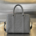 Bottega Veneta Slim Intrecciato Briefcase 36 Grey Calfskin Bag