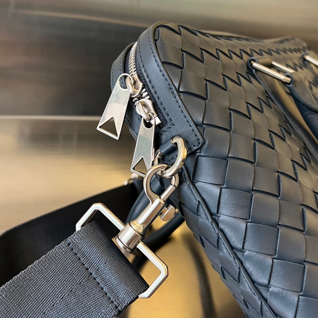 Bottega Veneta Slim Intrecciato Briefcase 36 Slate Calfskin Bag