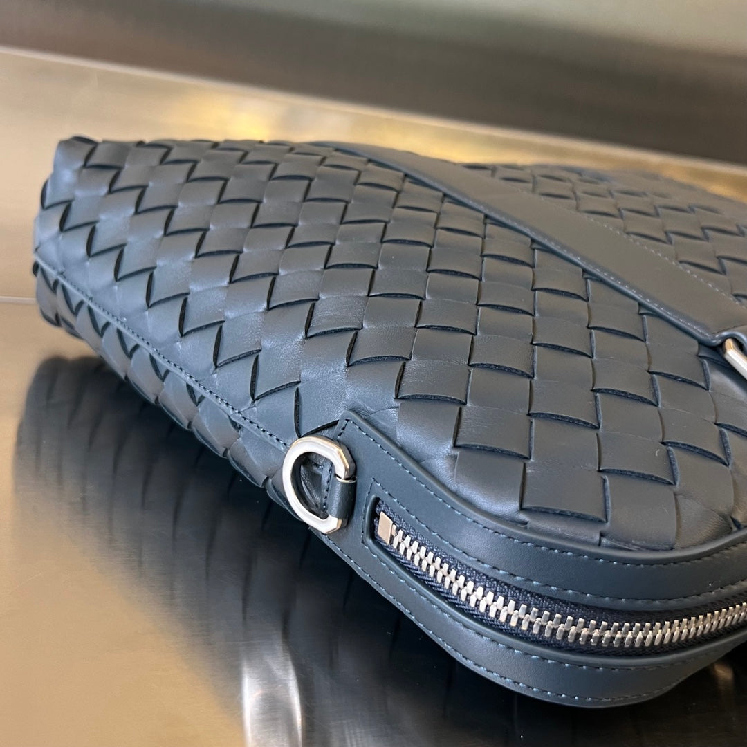 Bottega Veneta Slim Intrecciato Briefcase 36 Slate Calfskin Bag