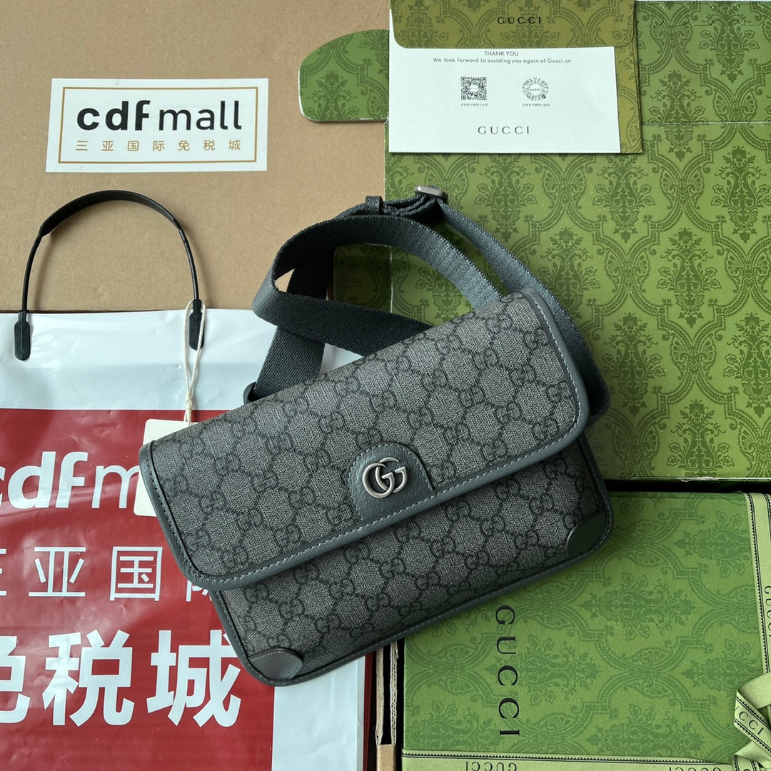 Gucci Ophidia Belt Bag 24 in Dark Grey Calfskin