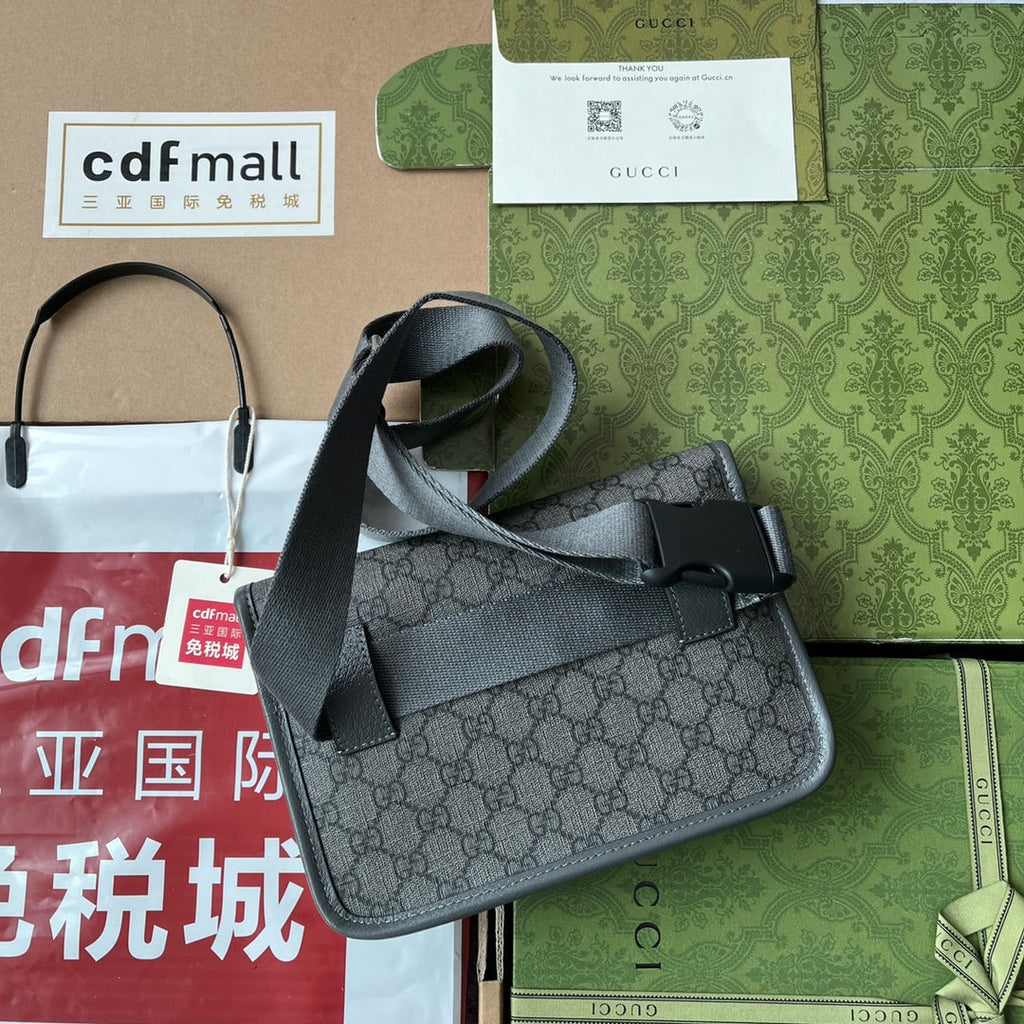 Gucci Ophidia Belt Bag 24 in Dark Grey Calfskin