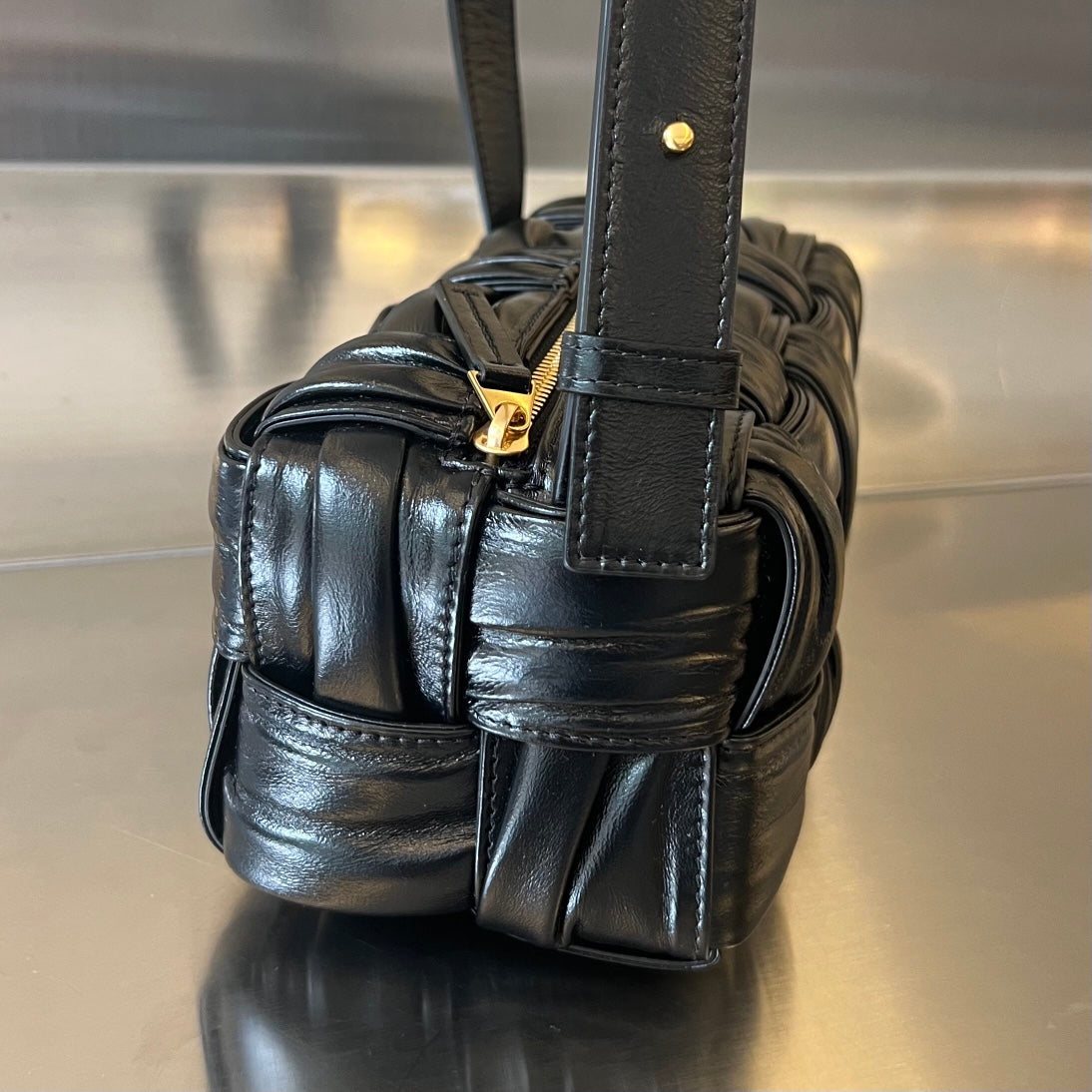 Bottega Veneta Small Brick Cassette 23 in Black Soft Lambskin Bag