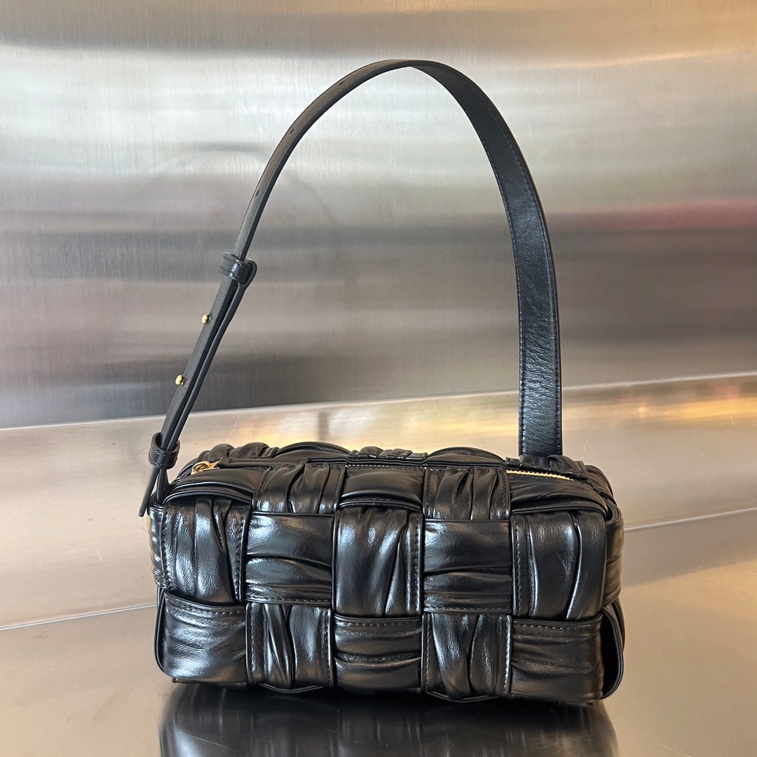 Bottega Veneta Small Brick Cassette 23 in Black Soft Lambskin Bag