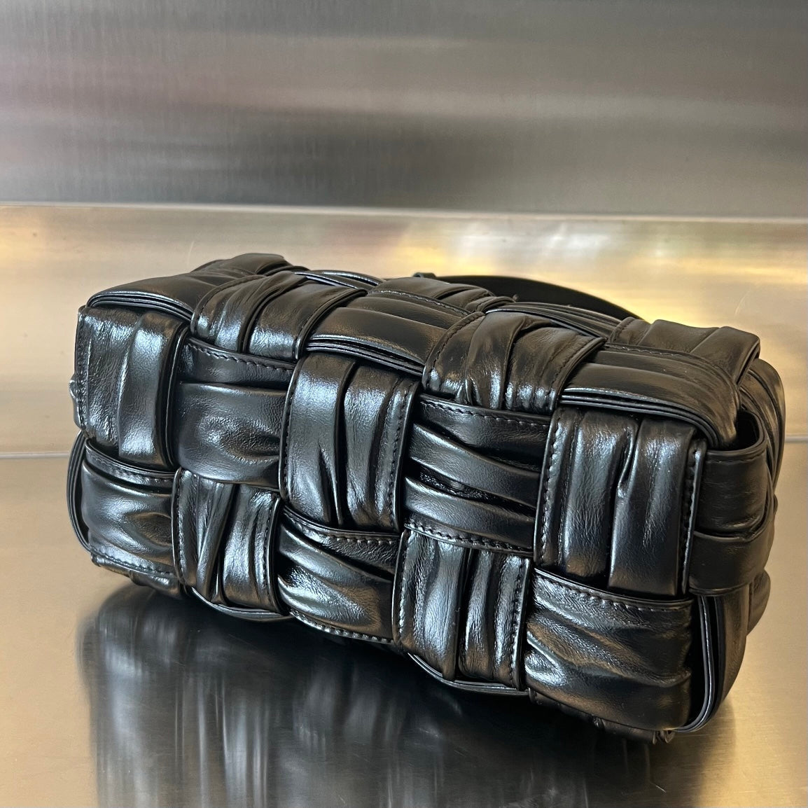 Bottega Veneta Small Brick Cassette 23 in Black Soft Lambskin Bag
